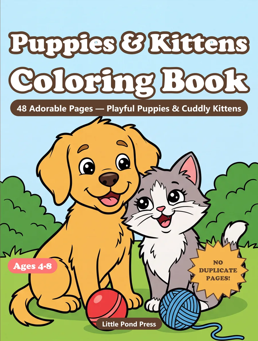 Cover of Puppies and Kittens Coloring Book