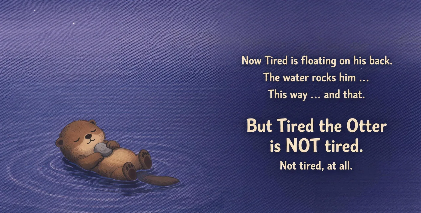 A spread from Tired the Otter Is Not Tired