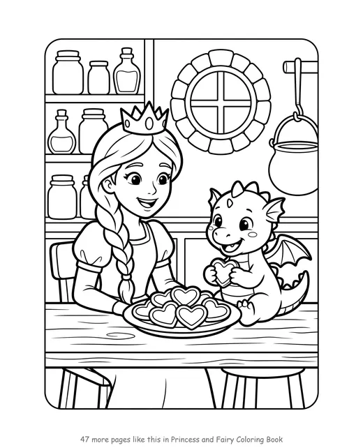 Sample page from Princess and Fairy Coloring Book