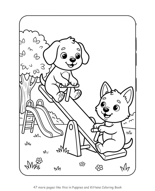 Sample page from Puppies and Kittens Coloring Book
