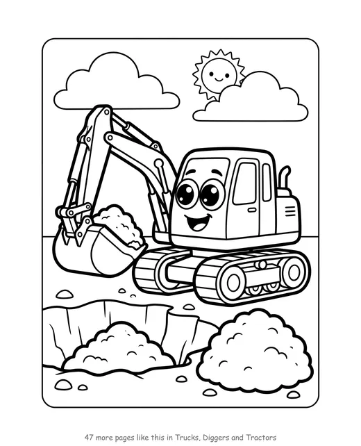 Sample page from Trucks, Diggers and Tractors